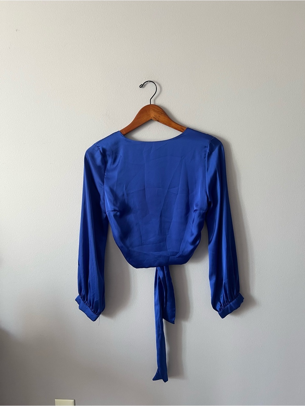 Zara Royal Blue Satin Tie-Back Blouse